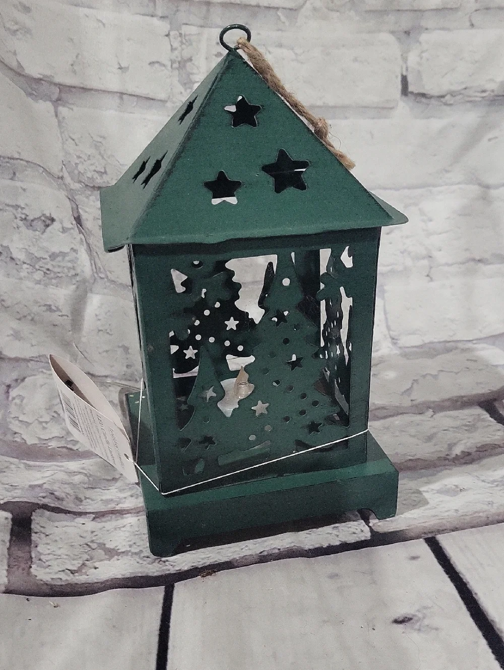 Green Holiday Lantern Home Accent